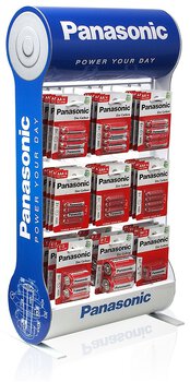 Zestaw Panasonic Cynkowo-węglowy - 108bl R6/AA, 108bl R03/AAA, 24bl R14/C, 24bl R20/D, 24bl 6F22/9V + Stojak 9 haków