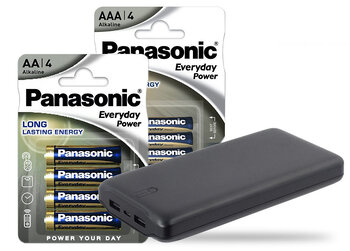 Zestaw Panasonic Everyday Power - 192 szt LR6 /AA, 96 szt LR03 / AAA + Powerbank everActive Energy Bank EB-20k 20000mAh