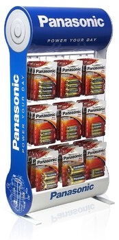 Zestaw Panasonic PRO Power  - 36bl LR6/AA, 36bl LR03/AAA, 12 blLR14/C, 12bl LR20/D, 12bl 6LR61/9V + Stojak 9 haków