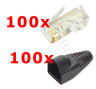 100x wtyk RJ45 / 8p8c + 100x osłona na wtyk RJ45
