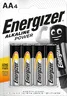 Baterie AA LR6 alkaliczne Energizer pakowane po 4 sztuki w blistrze