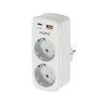 Adapter sieciowy MORRE M410 - 2 gniazda AC. 1xUSB-C 20W, 1xUSB-A 18W 