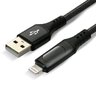 Kabel przewód pleciony USB - Lightning LCD everActive CBB-1IBL 100cm z obsługą szybkiego ładowania do 2,4A czarny