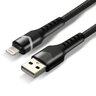 Kabel przewód pleciony USB - Lightning RGB LED everActive CBB-1IBR 100cm z obsługą szybkiego ładowania do 2,4A czarny