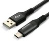 Kabel przewód pleciony USB - USB-C / Typ-C LCD everActive CBB-2CBL 200cm z obsługą szybkiego ładowania do 3A czarny