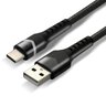 Kabel przewód pleciony USB - USB-C / Typ-C RGB LED everActive CBB-1CBR 100cm z obsługą szybkiego ładowania do 3A czarny
