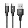 Kabel przewód USB 2w1 - USB-C, micro USB 120cm Baseus CAMT-ASU01 do 3A