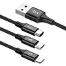 Kabel przewód USB 3w1 - USB-C, Lightning, micro USB 120cm Baseus CAMLT-SU01 do 3A