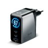 Ładowarka sieciowa everActive GaN LCD SC-670Q PRO z gniazdem USB oraz 2x USB-C PD PPS QC4+ 67W