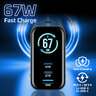 Ładowarka sieciowa everActive GaN LCD SC-670Q PRO z gniazdem USB oraz 2x USB-C PD PPS QC4+ 67W