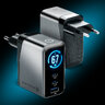 Ładowarka sieciowa everActive GaN LCD SC-670Q PRO z gniazdem USB oraz 2x USB-C PD PPS QC4+ 67W