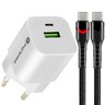 Ładowarka sieciowa everActive GaN SC-390Q z gniazdem USB QC3.0 oraz USB-C PD PPS 30W + kabel USB-C PD CBB-1PDR LED 1m