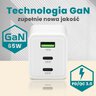 Ładowarka sieciowa everActive GaN SC-655Q z gniazdem USB oraz 2x USB-C PD PPS QC4+ 65W