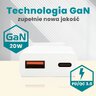 Ładowarka sieciowa everActive GaN SUPER SLIM SC-340Q z gniazdem USB QC3.0 oraz USB-C PD 20W