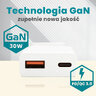 Ładowarka sieciowa everActive GaN SUPER SLIM SC-380Q z gniazdem USB QC3.0 oraz USB-C PD 30W