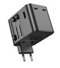 Uniwersalny adapter podróżny JELLICO S9 PD 2xUSB-C + 1xUSB 3.4A Max 2500W Czarny
