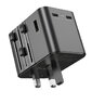 Uniwersalny adapter podróżny JELLICO S9 PD 2xUSB-C + 1xUSB 3.4A Max 2500W Czarny